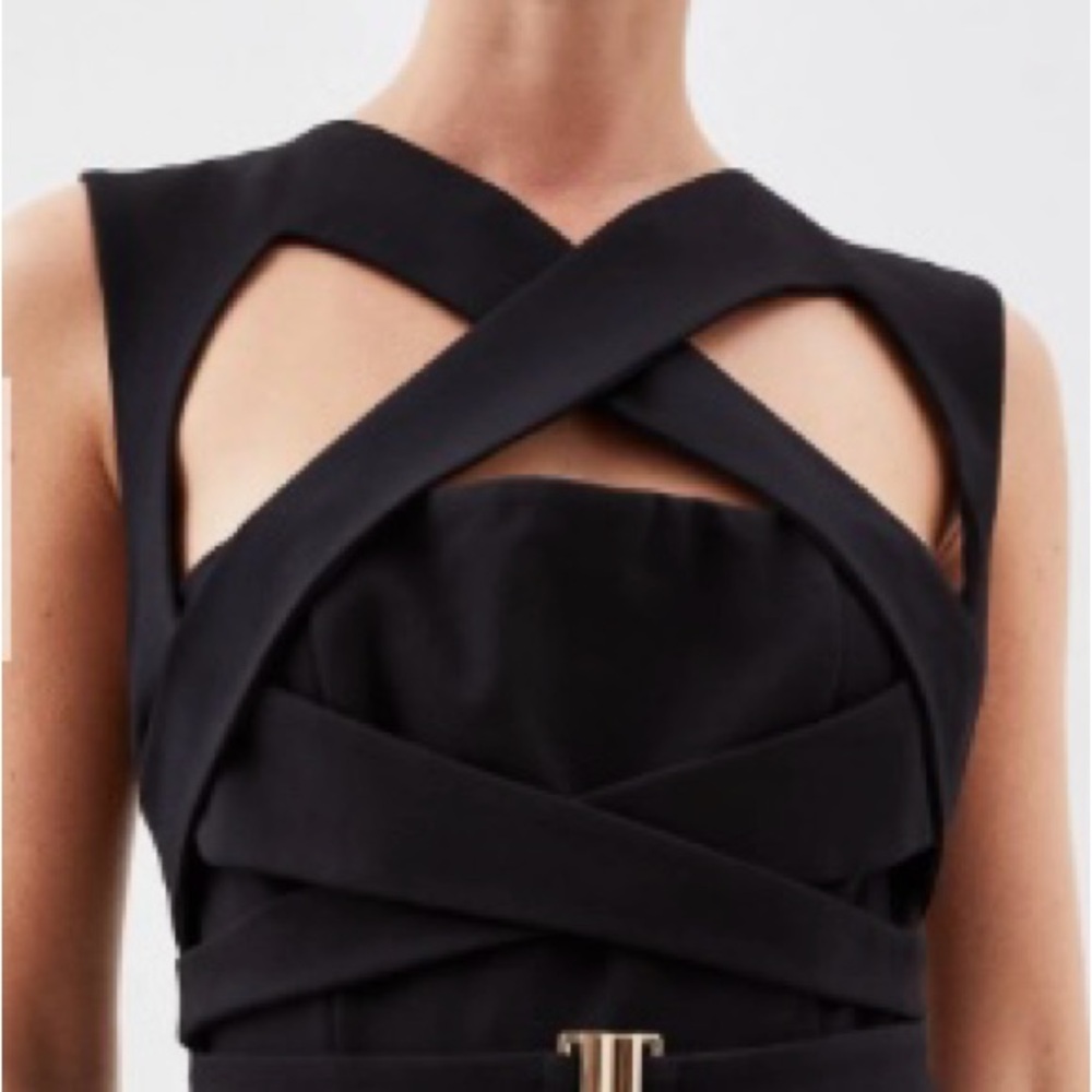Elegant Karen millen Black Cross-Strap Dress size 6